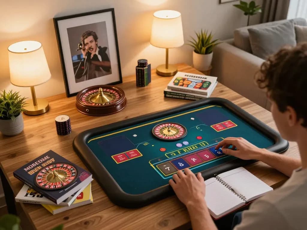 GEM88 gaming session showing live roulette action and strategic preparation at home.