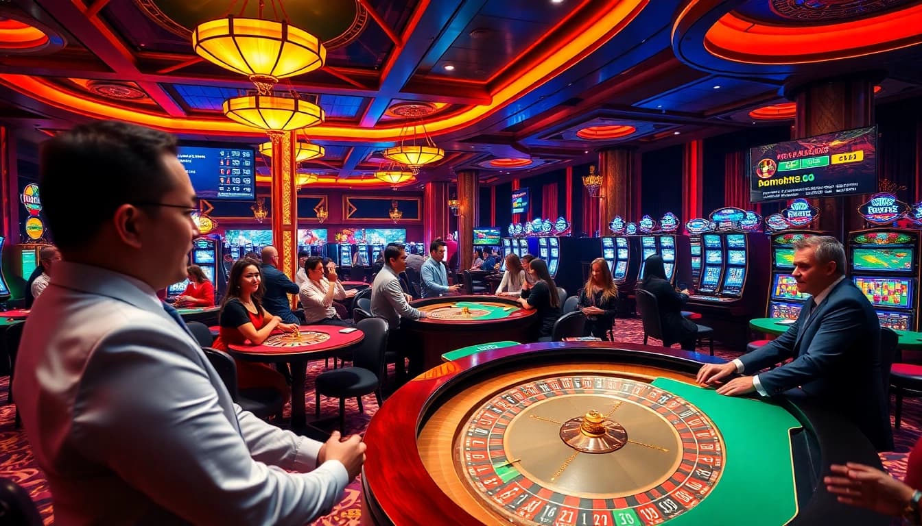 Experience thrilling gaming action at Du88.ad with vibrant poker and roulette tables.
