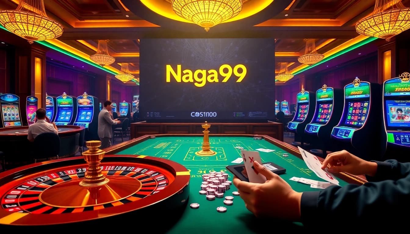 Naga99 players experiencing thrilling wins at luxurious casino tables in an online gaming environment.