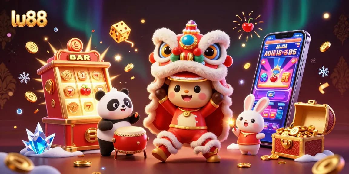 Experience the thrill of winning at lu88, with vibrant characters and casino elements bursting with excitement.