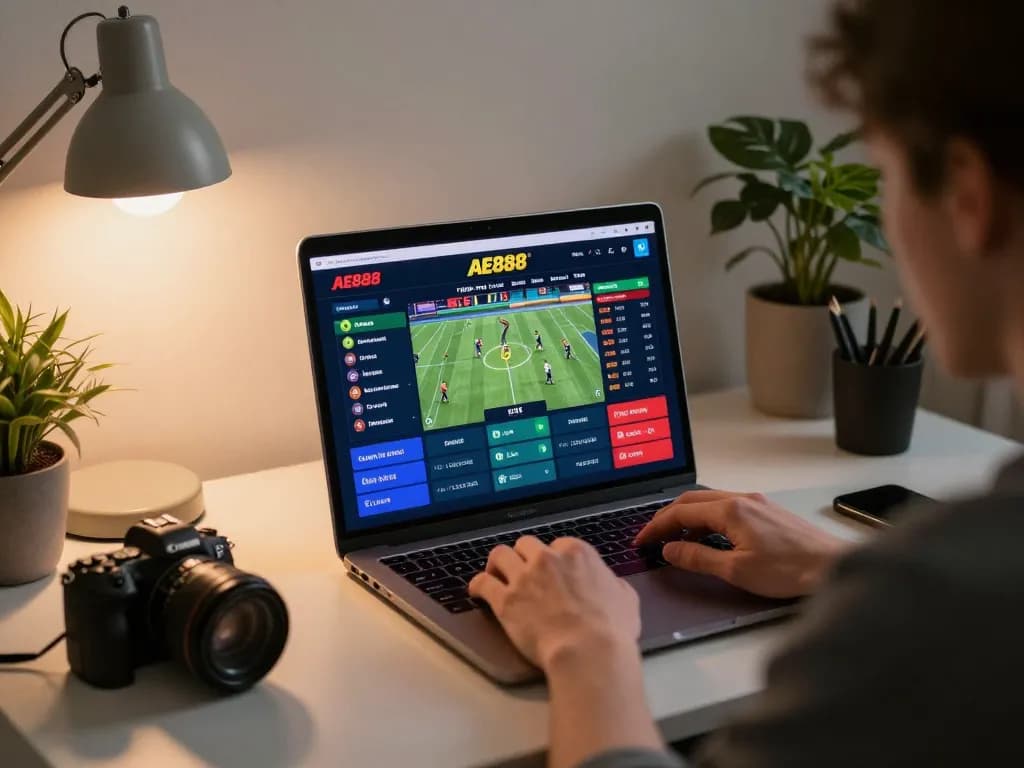 Engaging in online betting on AE888a with real-time sports odds displayed on the screen