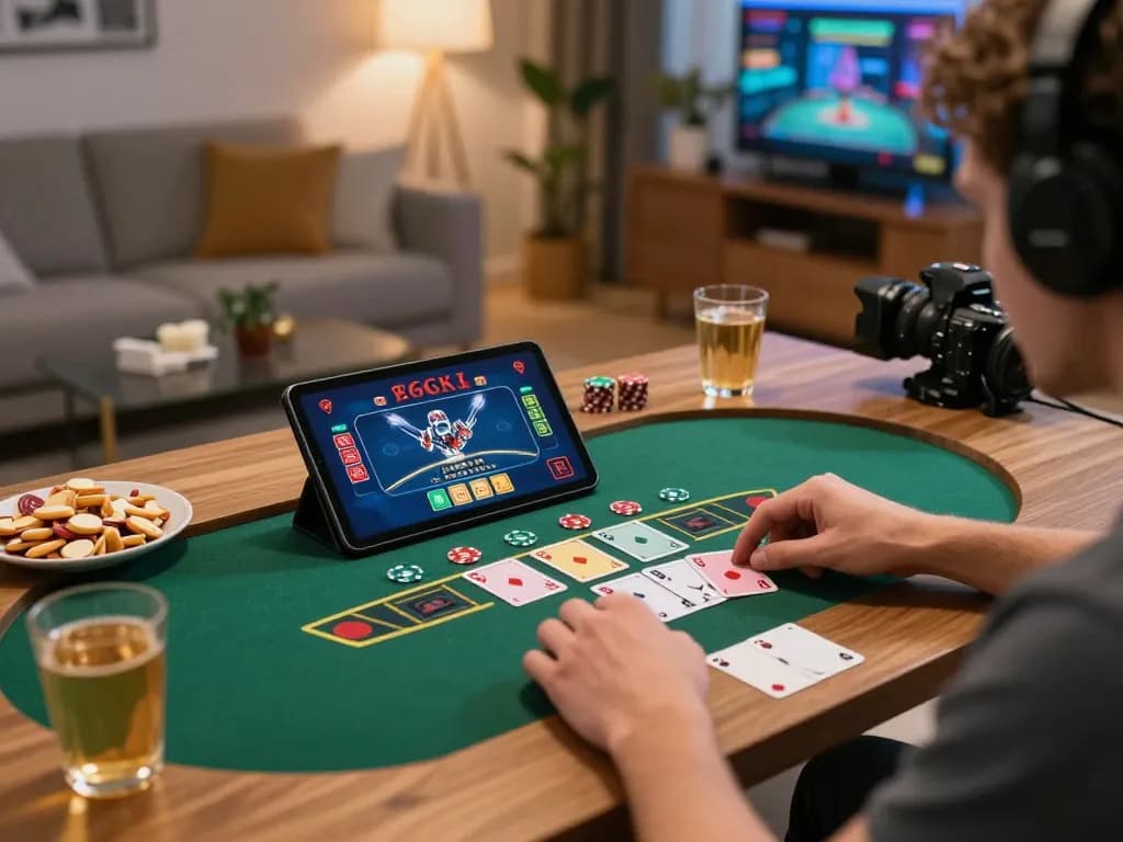Player enjoying an engaging live blackjack game on VA88 tablet, emphasizing online gambling excitement