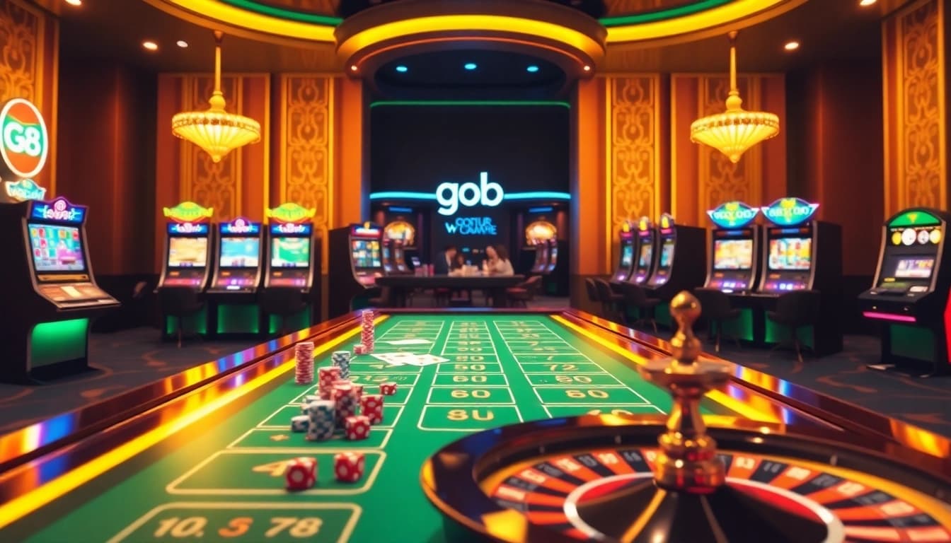 Experience the excitement of go8 online gambling with a vibrant casino interface featuring poker chips and roulette.