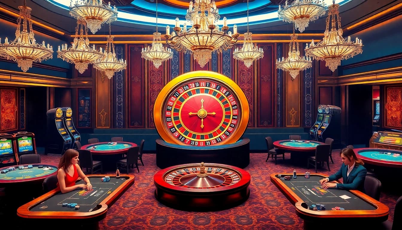 Experience the thrill of "Trang chủ vin88" with vibrant gaming tables and luxurious roulette ambiance.