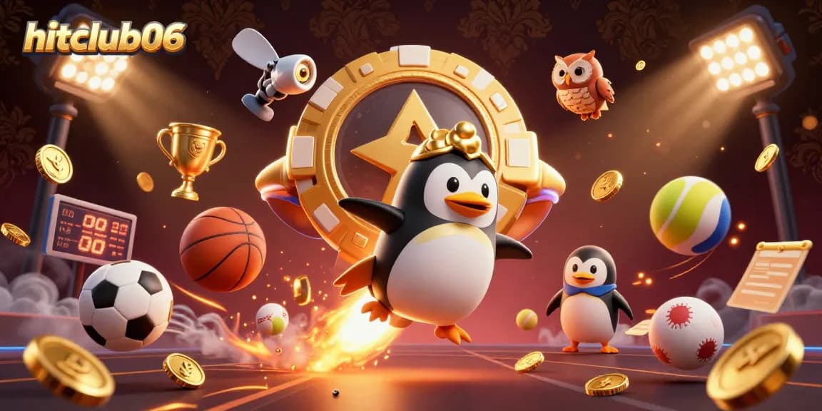 Experience thrilling gameplay at hitclub06 with a dynamic 3D illustration of sports betting excitement.