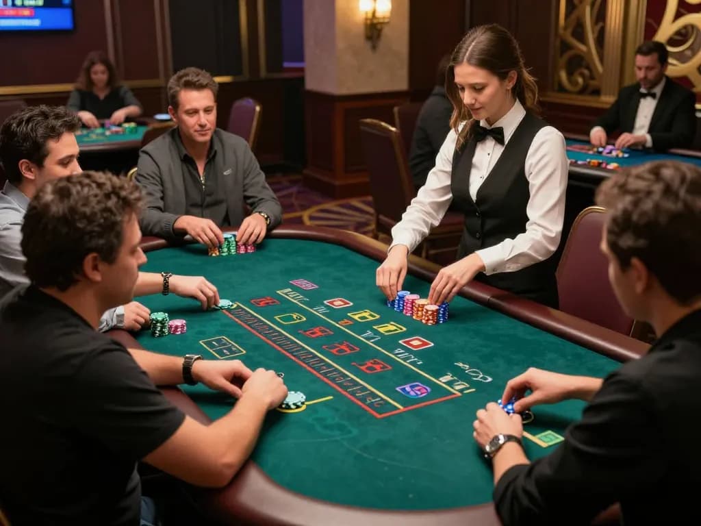 Players enjoying a thrilling blackjack game at o8 casino, showcasing engaging gameplay and strategic betting.