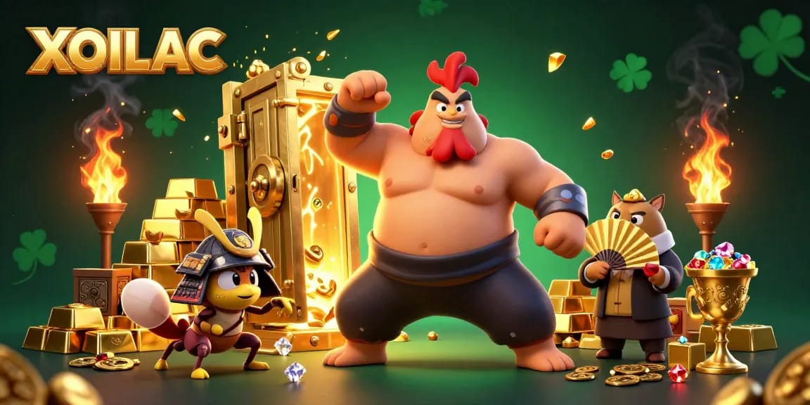 Watch the fierce cricket and sumo wrestler rooster revel in the gold excitement at XOILAC.