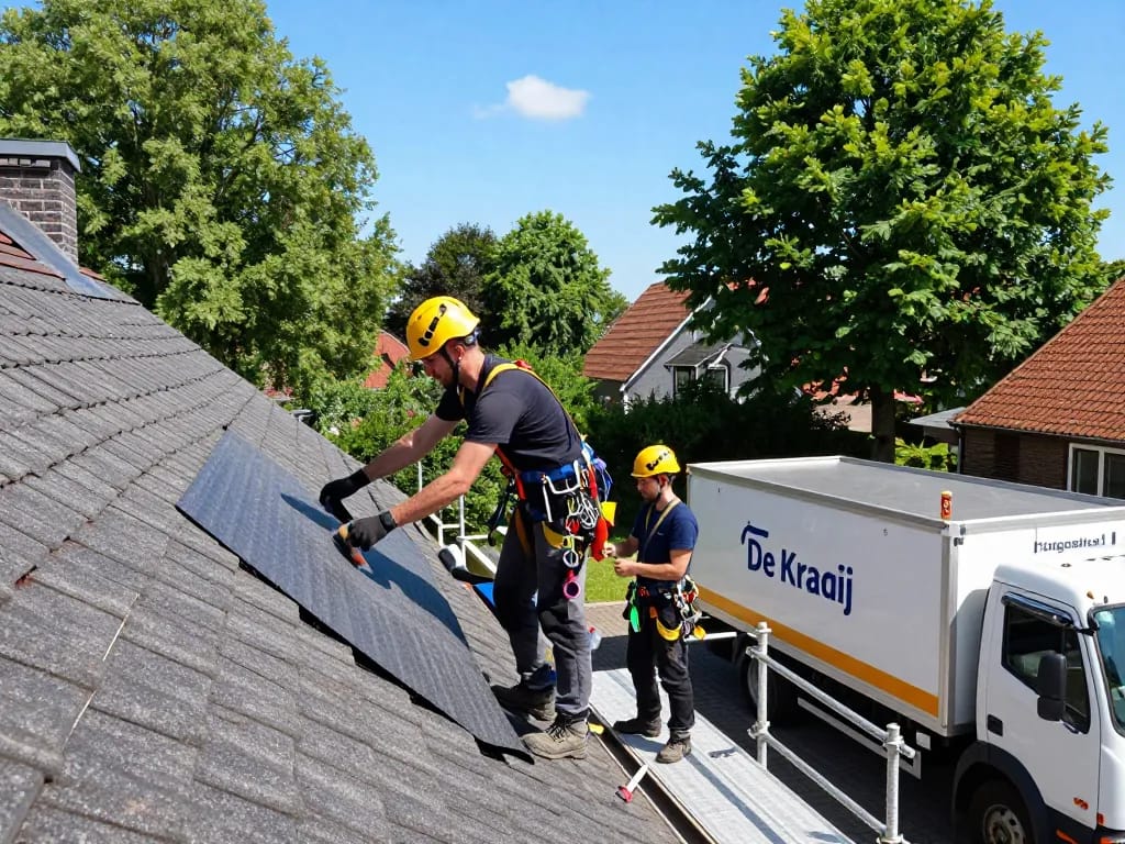 Deskundige dakdekker in Harderwijk die duurzaam dakmateriaal aanbrengt, en de professionele dakdekker diensten van De Kraaij toont.
