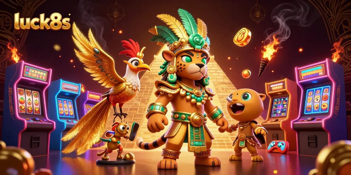 Experience thrilling gaming moments with luck8s' colorful casino elements and characters.