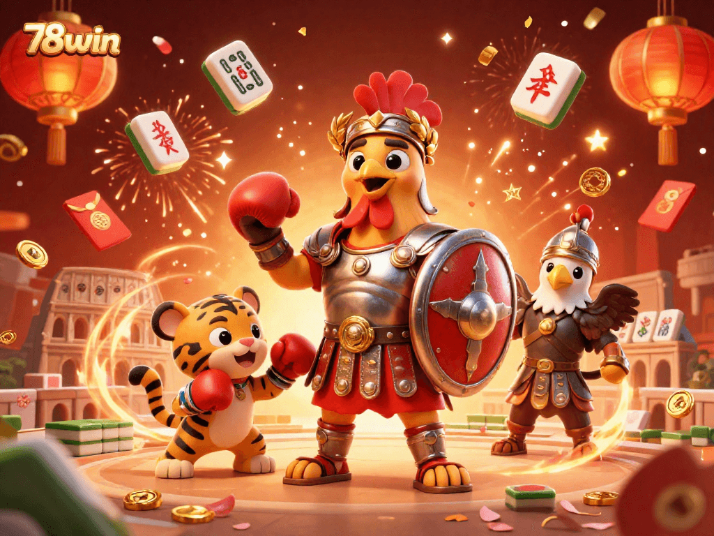 Experience the thrill of gaming at 78win with a vibrant 3D casino-themed illustration featuring engaging characters.