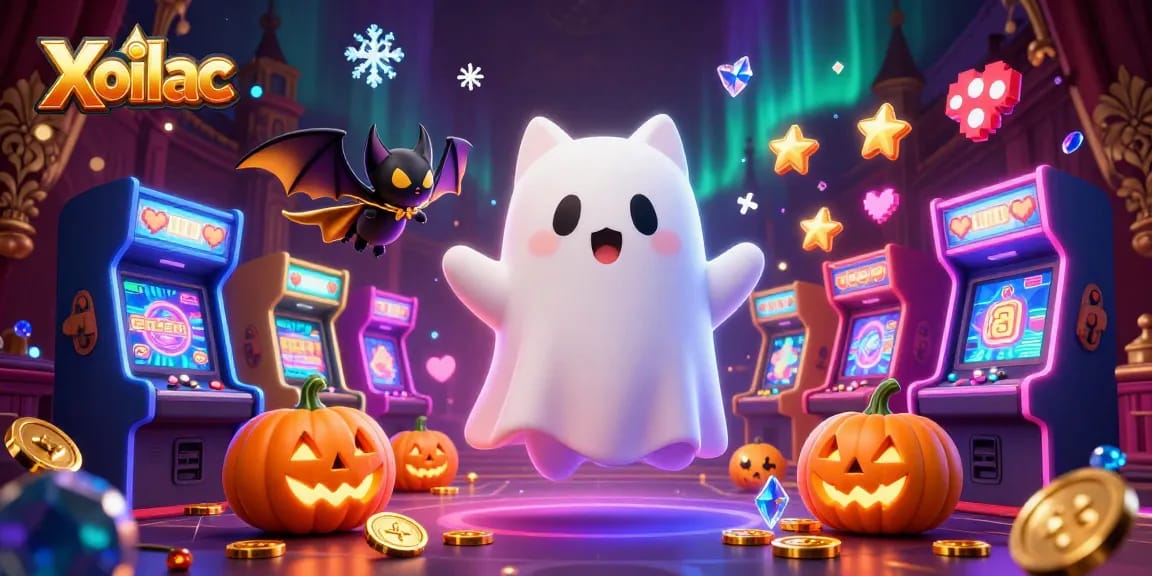 Xoilac transforms your gambling experience with vibrant casino-themed 3D illustration and engaging characters.