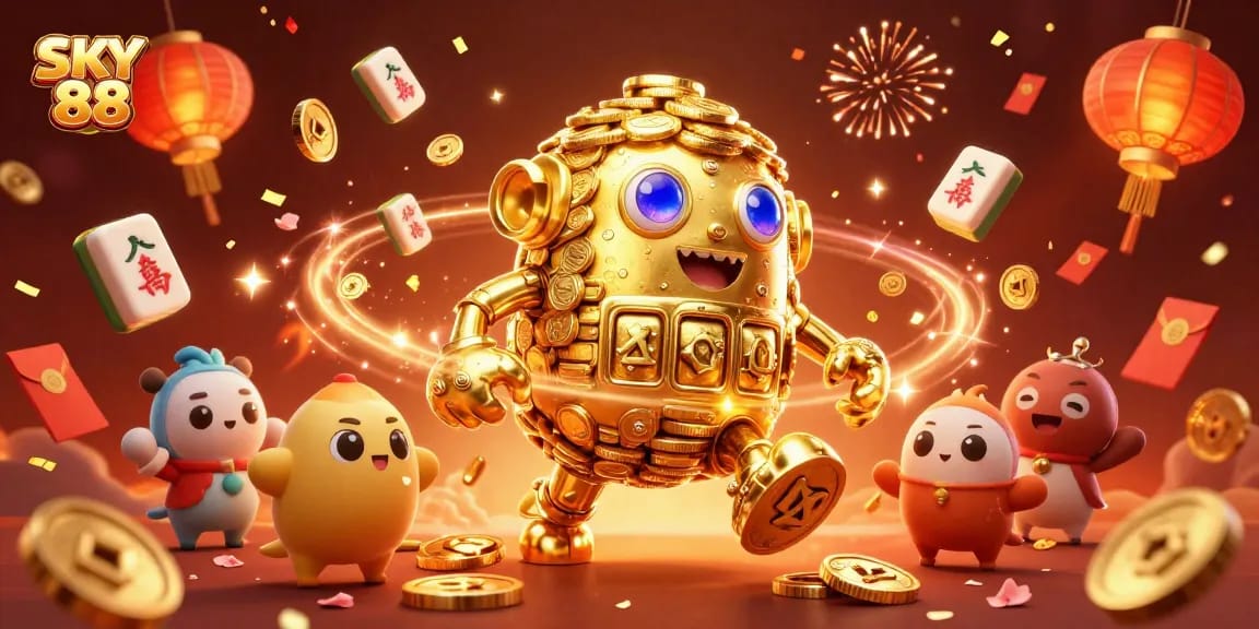 Join the action at SKY 88, featuring dynamic scenes of jackpots and winning spins.