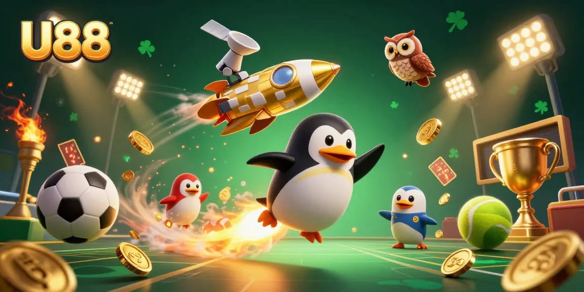 Experience thrilling gameplay at U88 with dynamic sports betting elements and vibrant casino graphics.