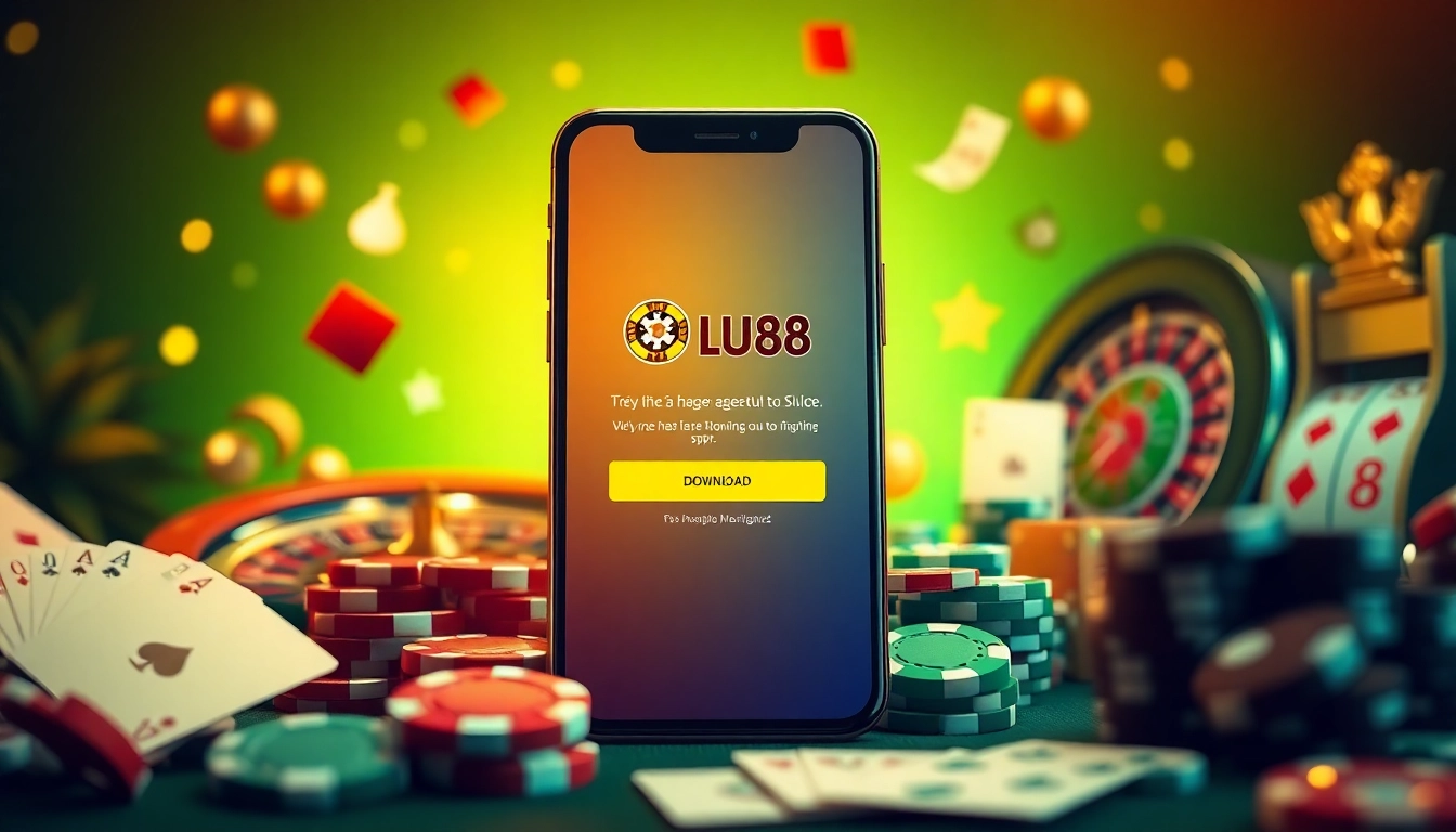 Download the tải lu88 app featuring vibrant casino elements and engaging gaming themes.