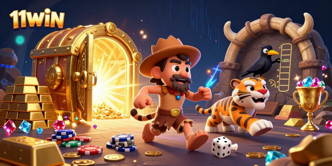 Experience thrilling casino games at 11WIN with vibrant treasures and dynamic characters