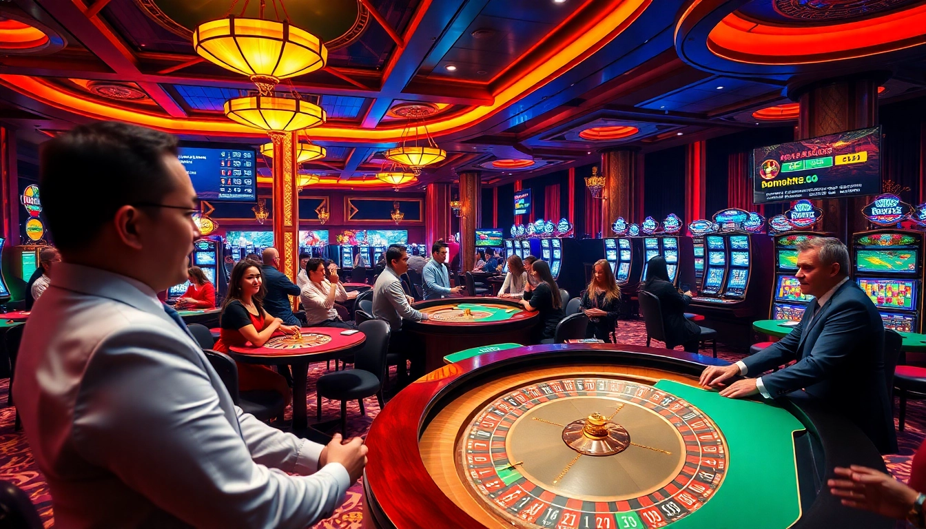 Experience thrilling gaming action at Du88.ad with vibrant poker and roulette tables.
