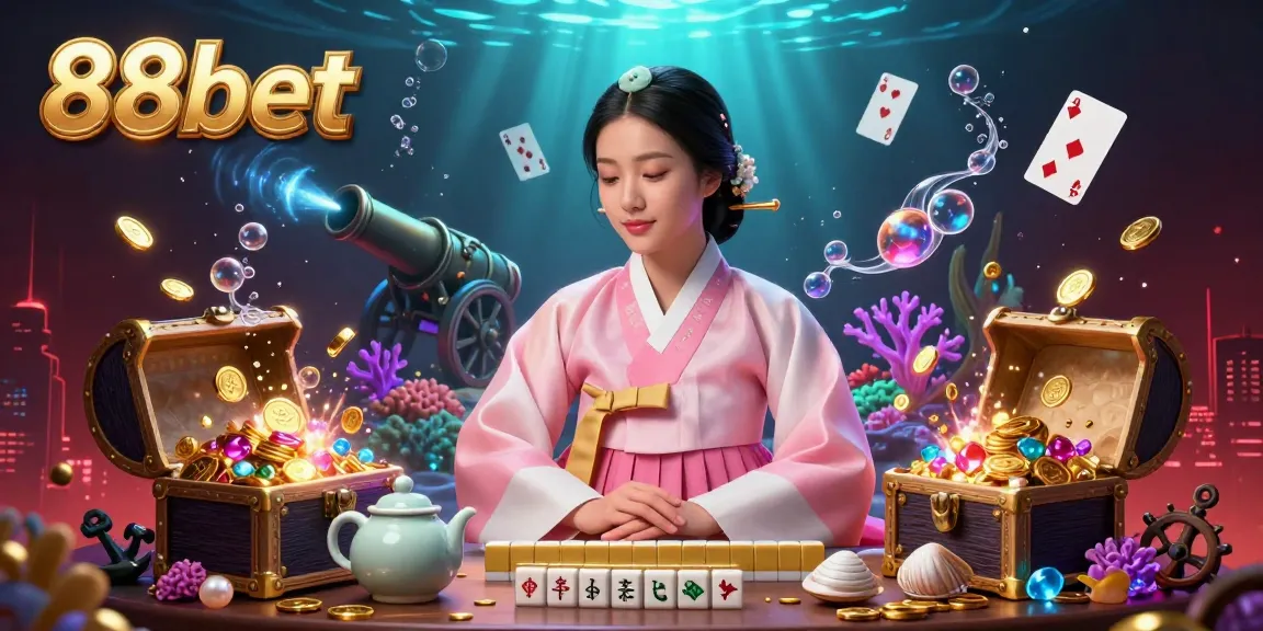 Bet on 88bet with vibrant casino elements floating around an elegant character.