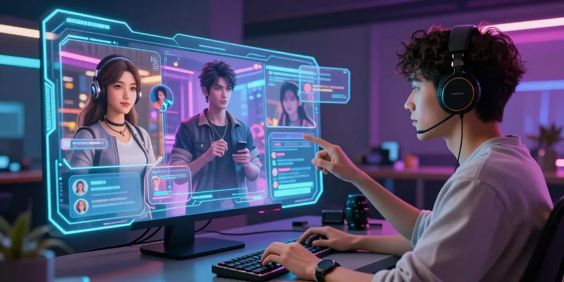 Engaging user interacting with nsfw character ai in dynamic digital environment, showcasing advanced AI companionship.