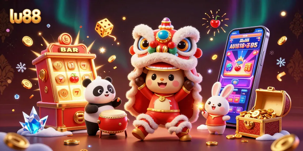Experience the thrill of winning at lu88, with vibrant characters and casino elements bursting with excitement.