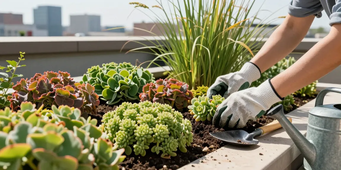 Ontdek de sedum prijs per m2 in een levendige daktuin met weelderige planten.