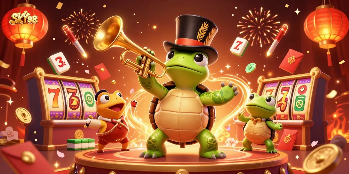 Engage with thrilling gaming action at SKY88 with iconic characters and vibrant casino elements.