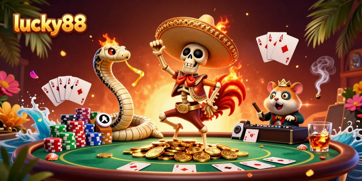 Experience winning moments at lucky88 with vibrant casino characters and rich gambling elements.