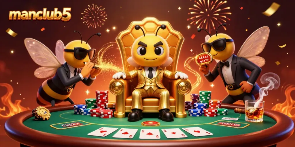 Experience high-stakes poker action with manclub5's cartoon mob boss and his entourage of characters.