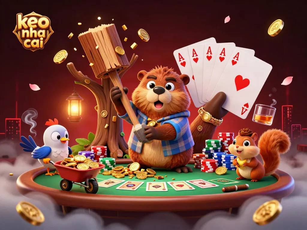 Experience the excitement of keo nha cai with a vibrant 3D illustration showcasing lively casino elements.