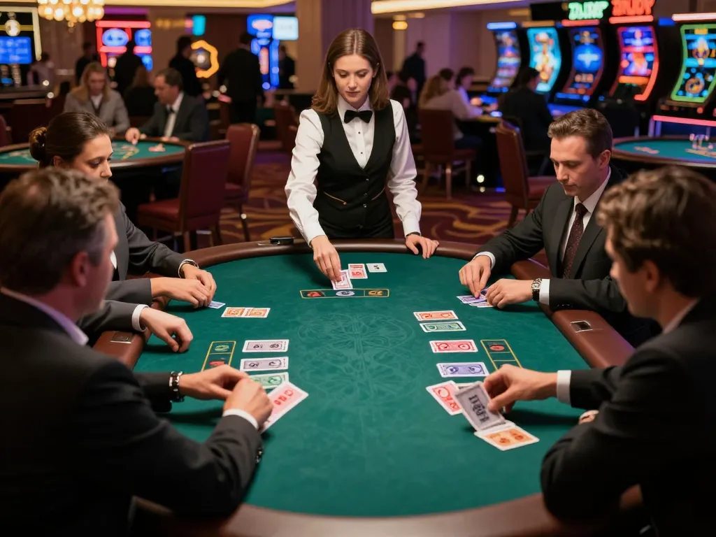 Players intensively strategizing their next move in an SC88 blackjack game, showcasing vibrant casino atmosphere and dynamic engagement.