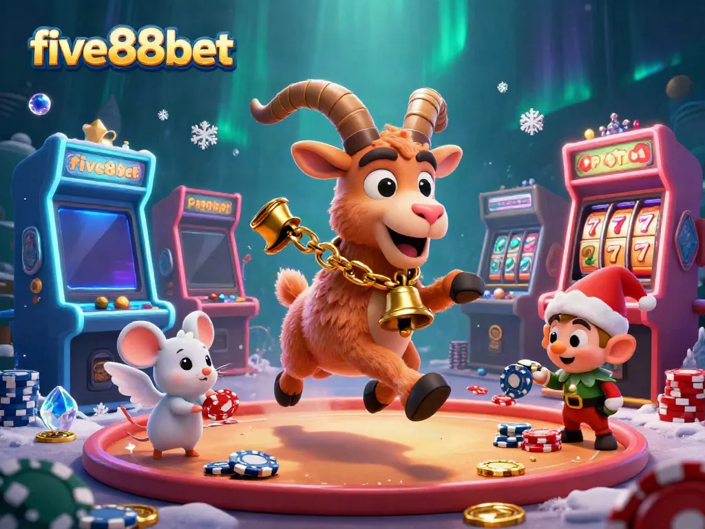 Experience thrilling action at five88bet with festive characters in a lively casino setting.