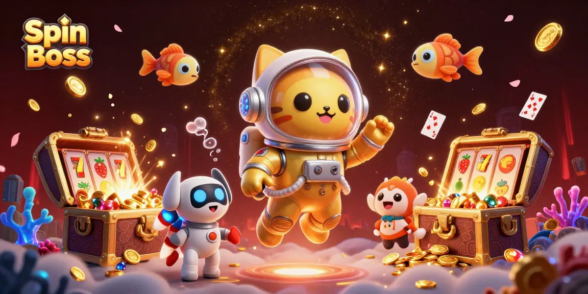 Spin Boss captures the thrill of casino gaming with a rich, vibrant 3D scene full of winning elements.