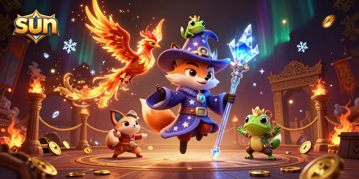 Experience thrilling gameplay with the magical sun characters in this vibrant casino scene