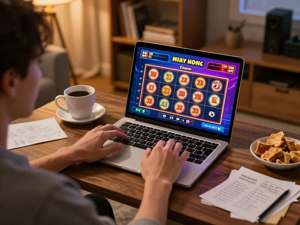Engaging gaming session on s666hn with colorful slot games on laptop screen