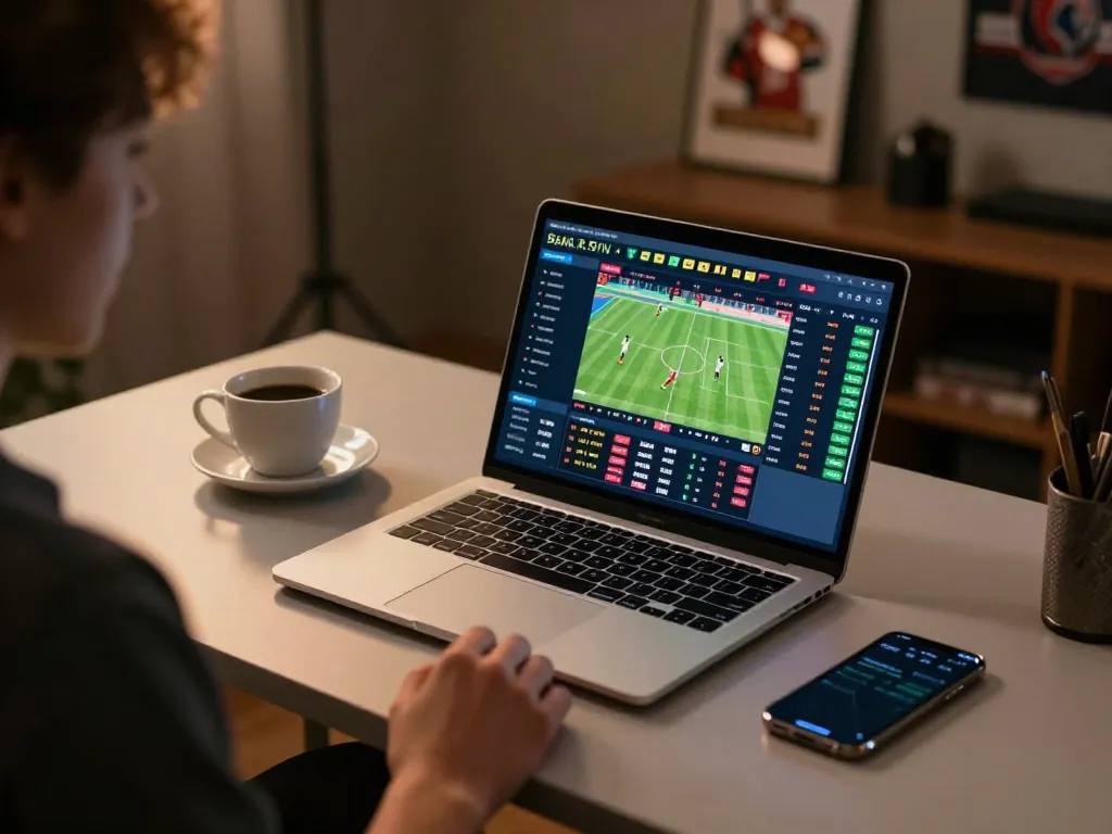Engaging with live sports betting on tip88 platform from a modern desk setup.