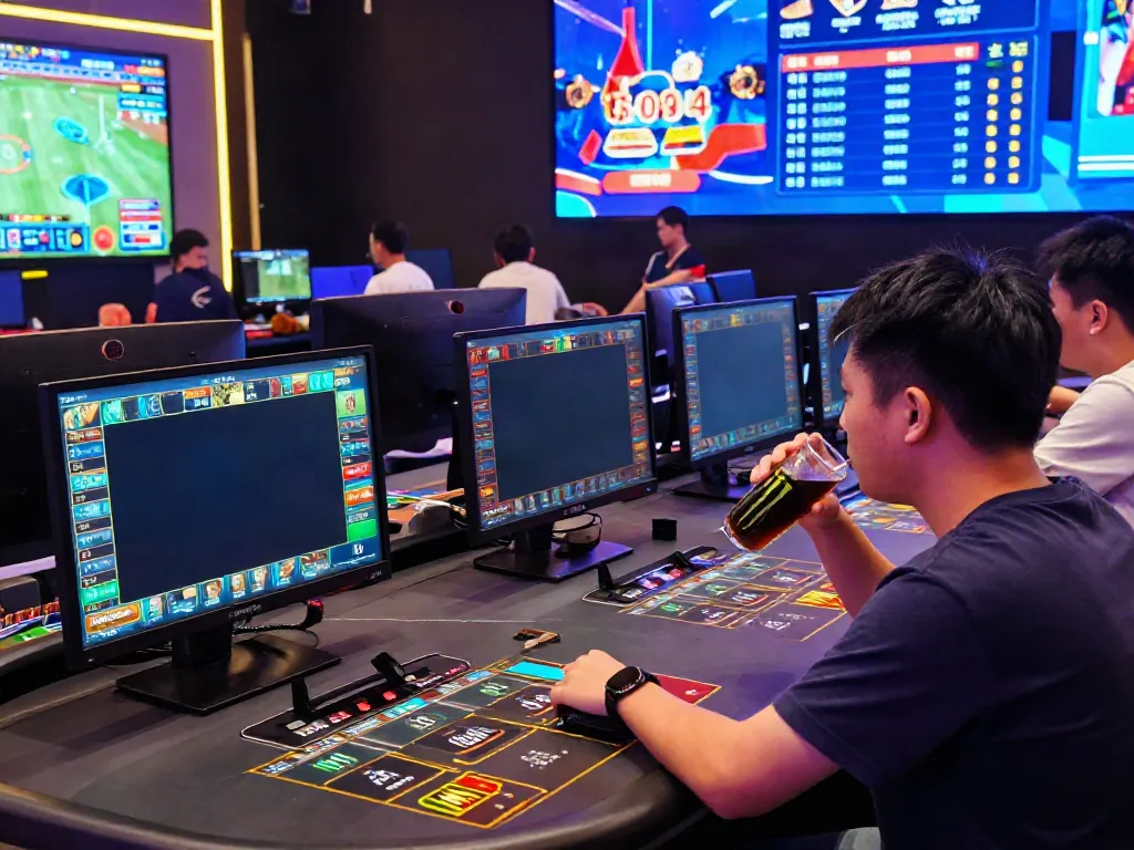 Player engaged in online betting at C168 gaming table with vibrant screens.