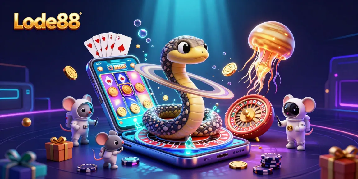 Experience Lode88's thrilling roulette action with cartoon characters in a cosmic casino scene.