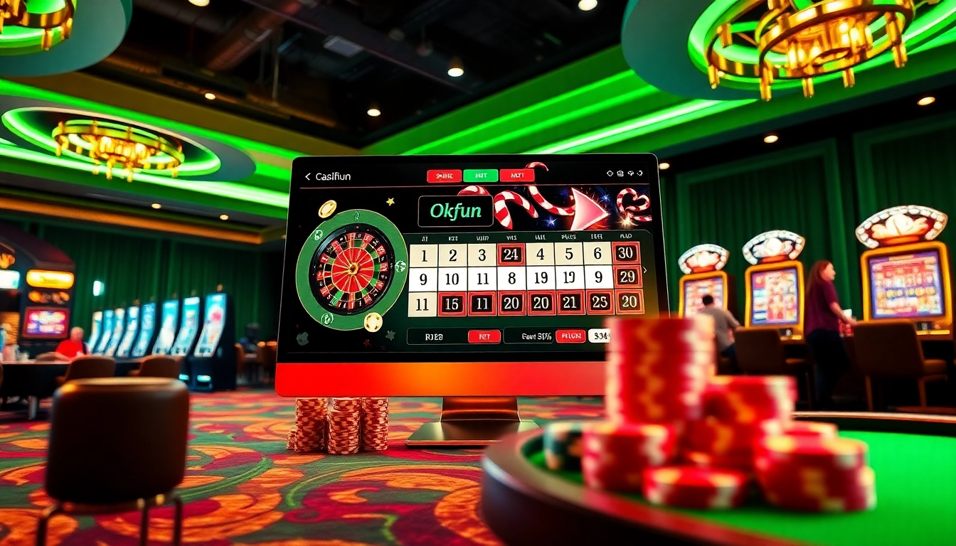 Enjoying online gaming excitement at Okfun with vibrant casino visuals and engaging gameplay