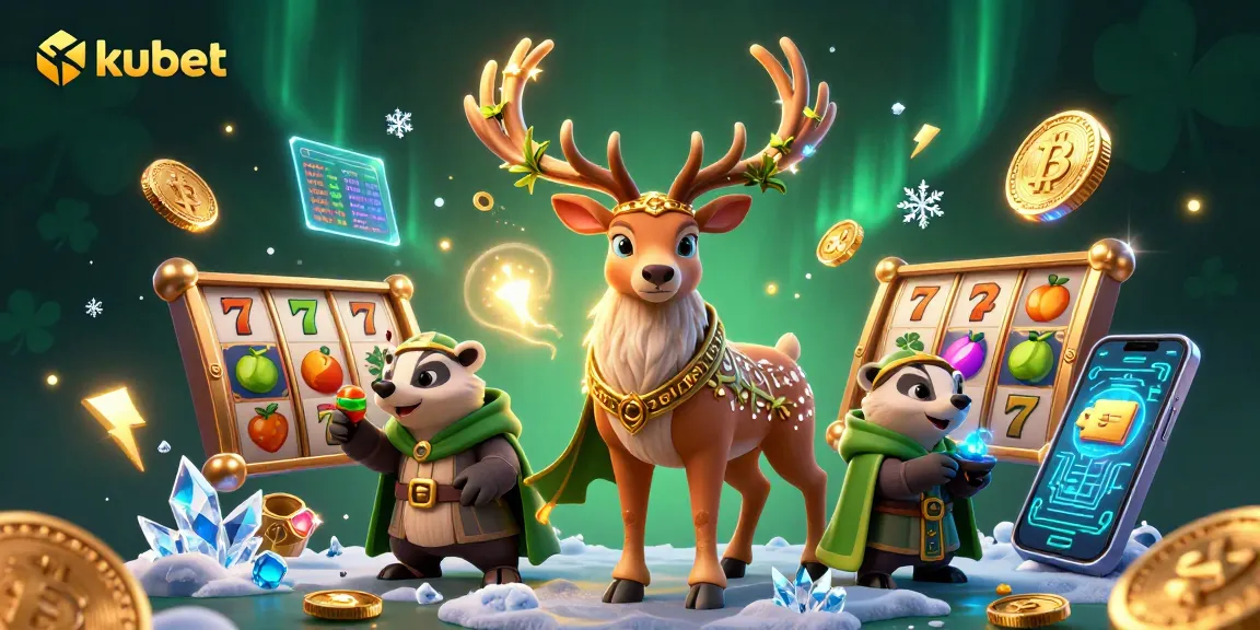 Kubet players enjoy spinning slot reels and winning prizes in a vibrant 3D casino scene.