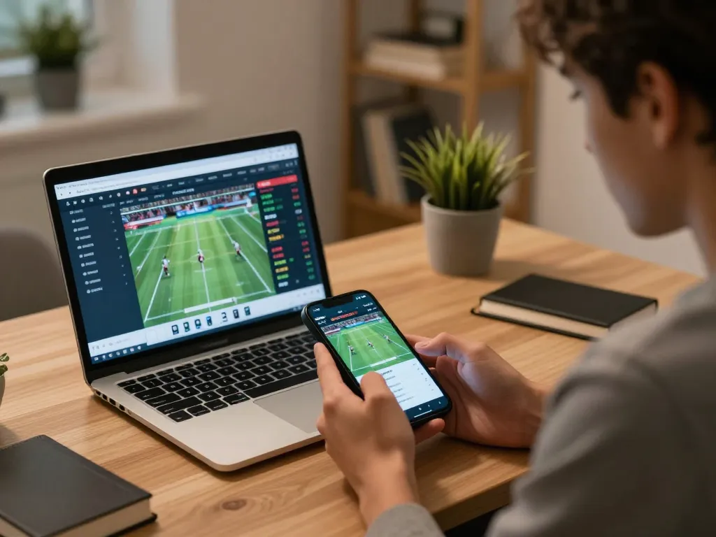 Engaging in live sports betting on a smartphone while reviewing odds and stats with 88bet.