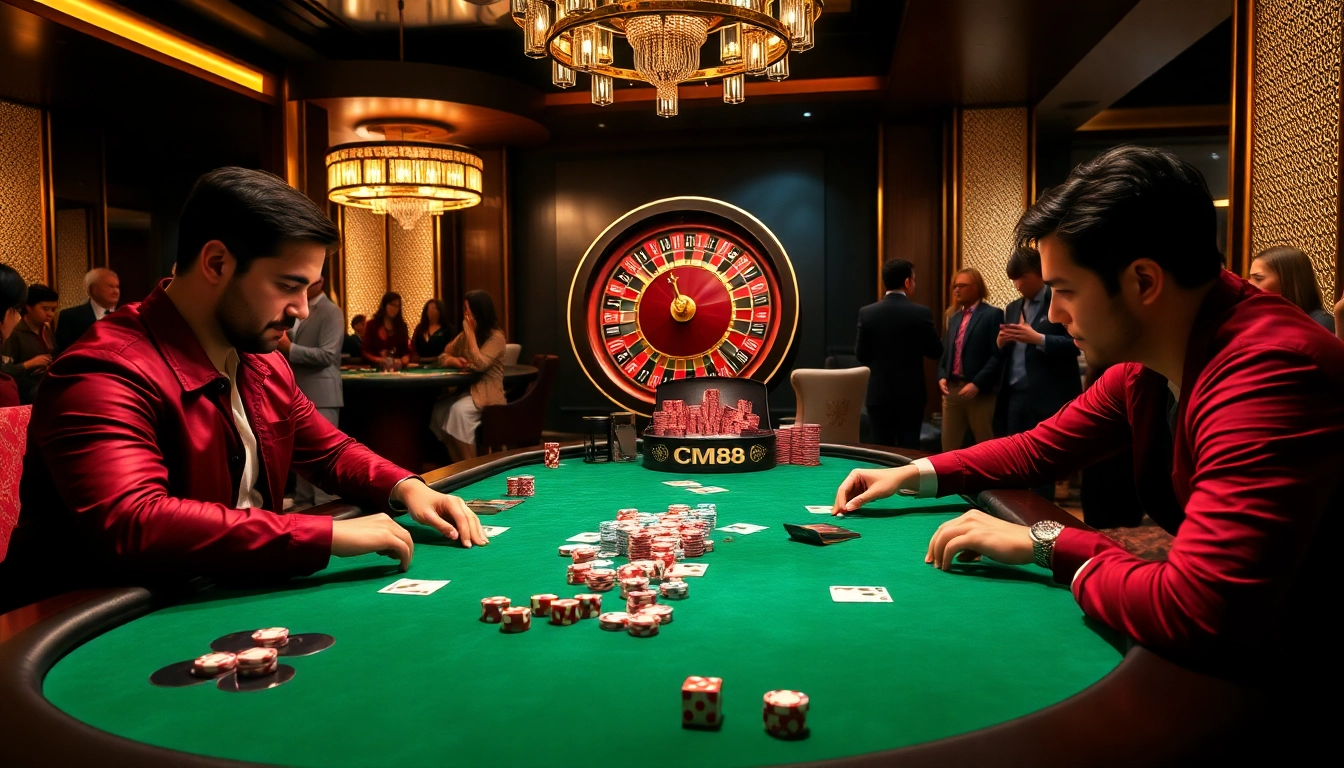 Experience high-stakes poker at a luxurious CM88-themed casino table.