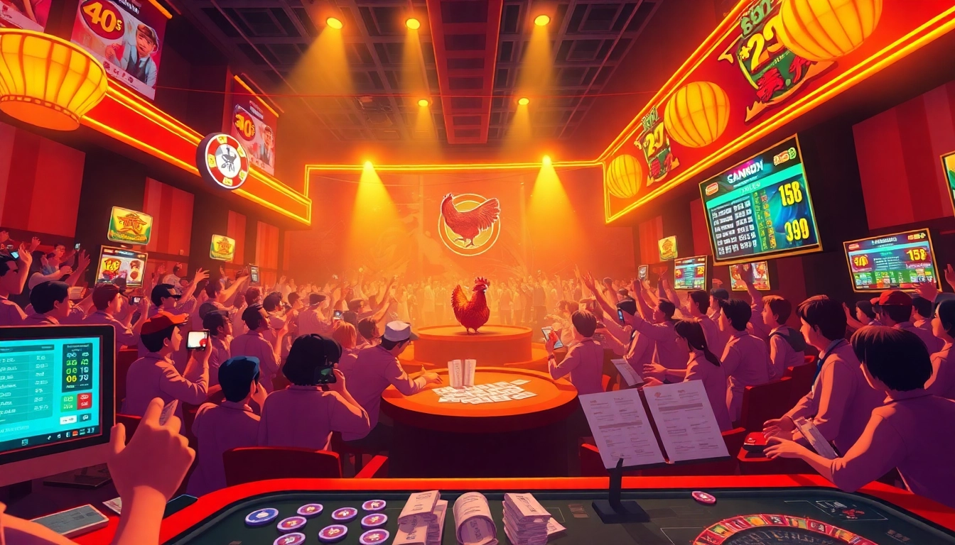Watch high-stakes đá gà trực tiếp action on a vibrant online gambling platform.