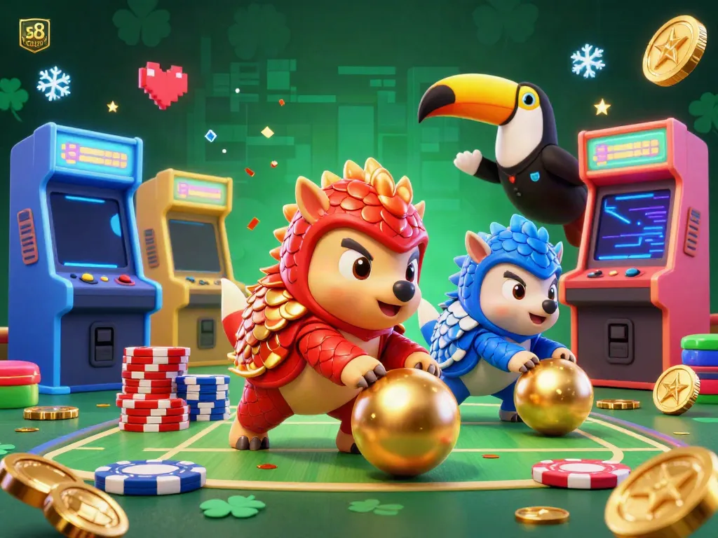 Experience exciting gameplay at s8 com with vibrant pangolin characters amidst casino and gaming elements.
