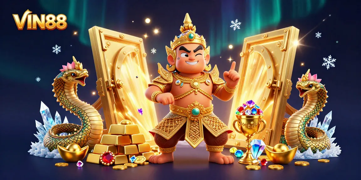 Experience the thrill of VIN88 with vibrant 3D characters, casino treasures, and gaming action.
