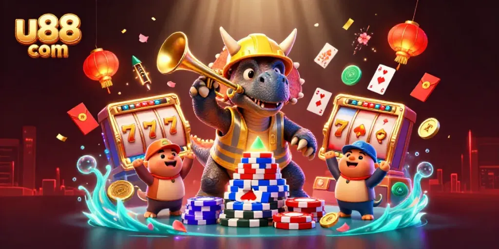 Experience exciting gameplay at u88 com with vibrant casino-themed characters and elements.