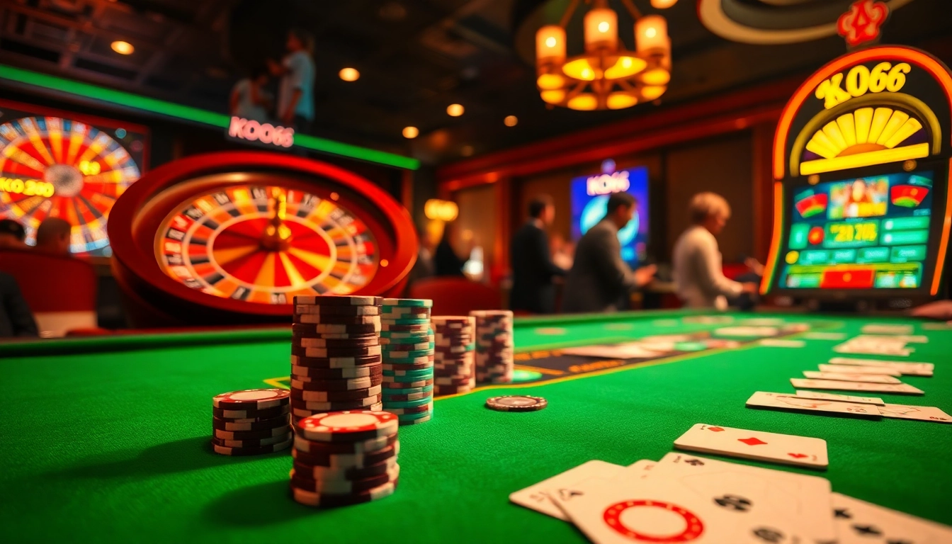 Trải nghiệm cảm giác hồi hộp của KO66 với bàn casino sống động và những người chơi hăng say thưởng thức trò chơi.