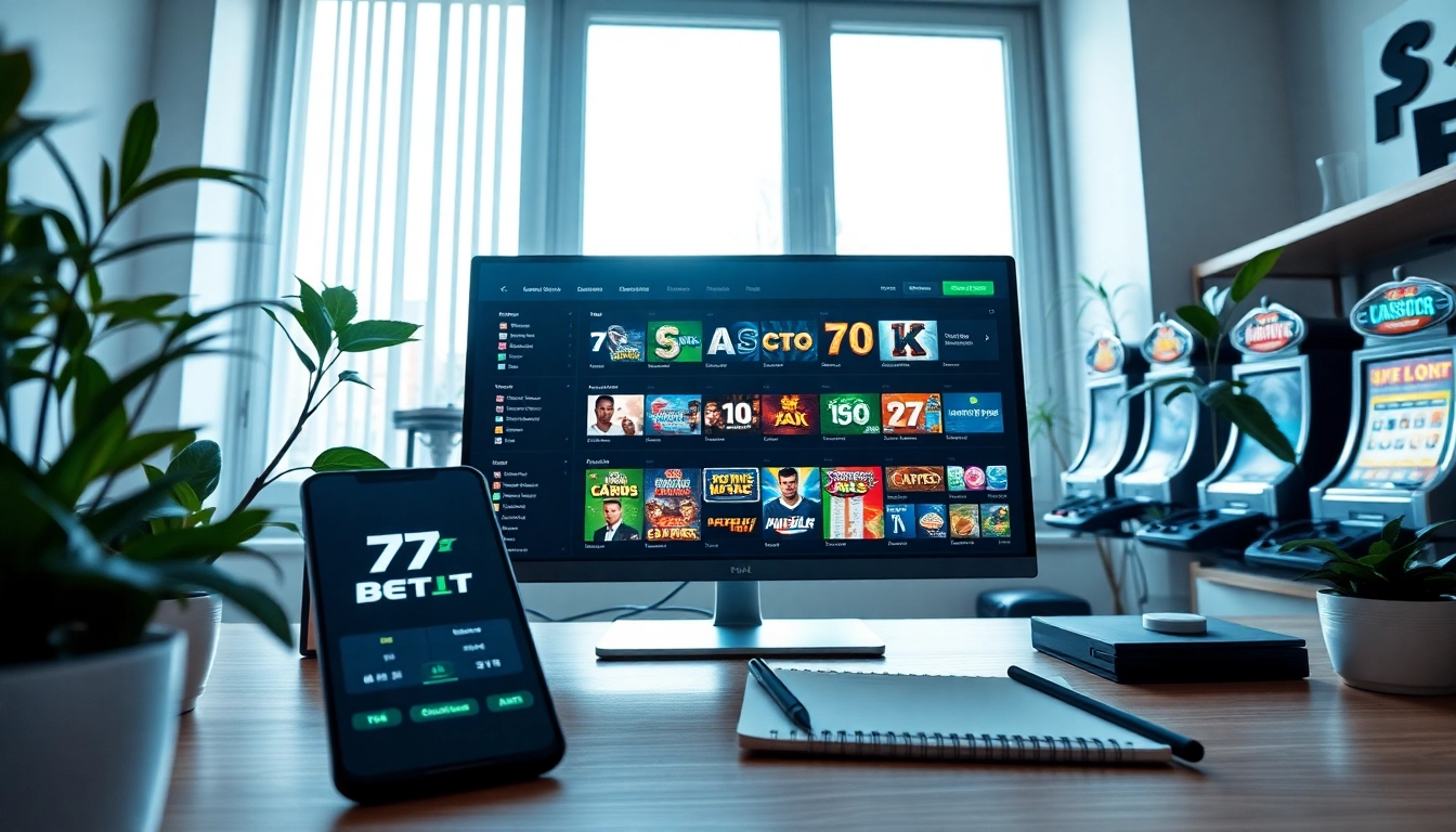 Experience online betting at https://77bett.io/ with a sleek interface showcasing diverse gaming options.