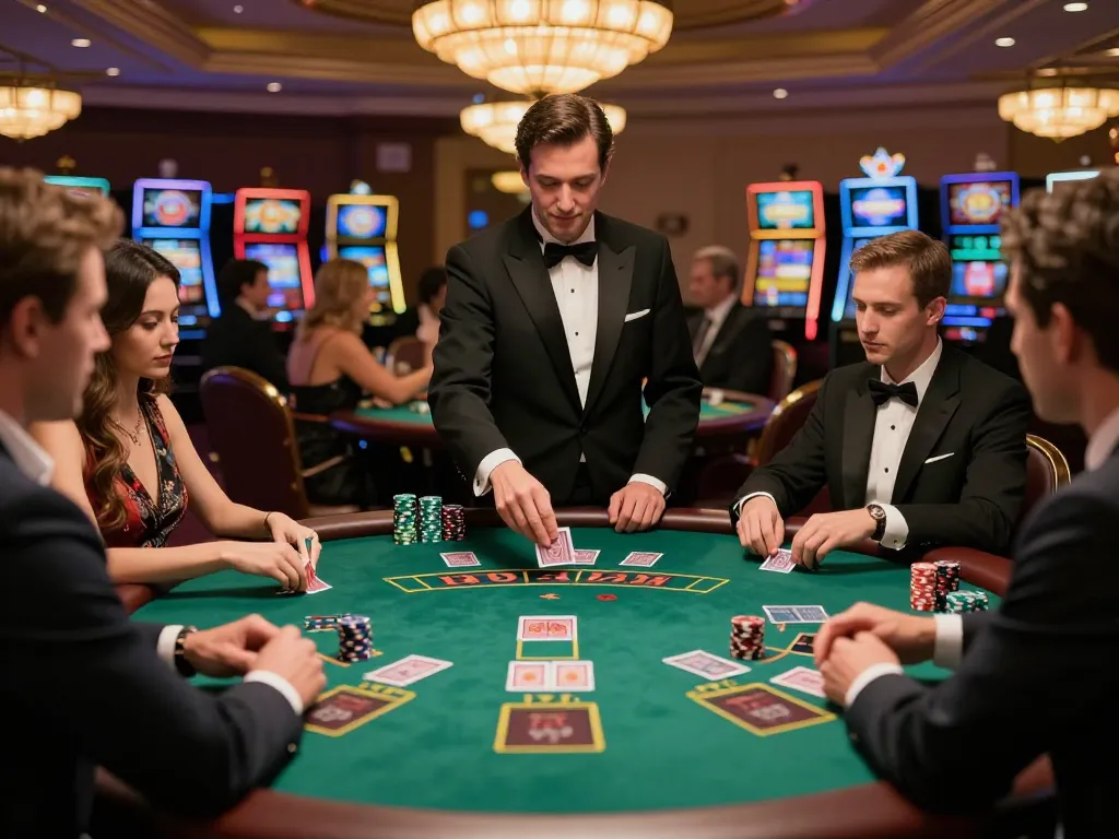 Experience thrilling blackjack action at lode88 with skilled players and a professional dealer.