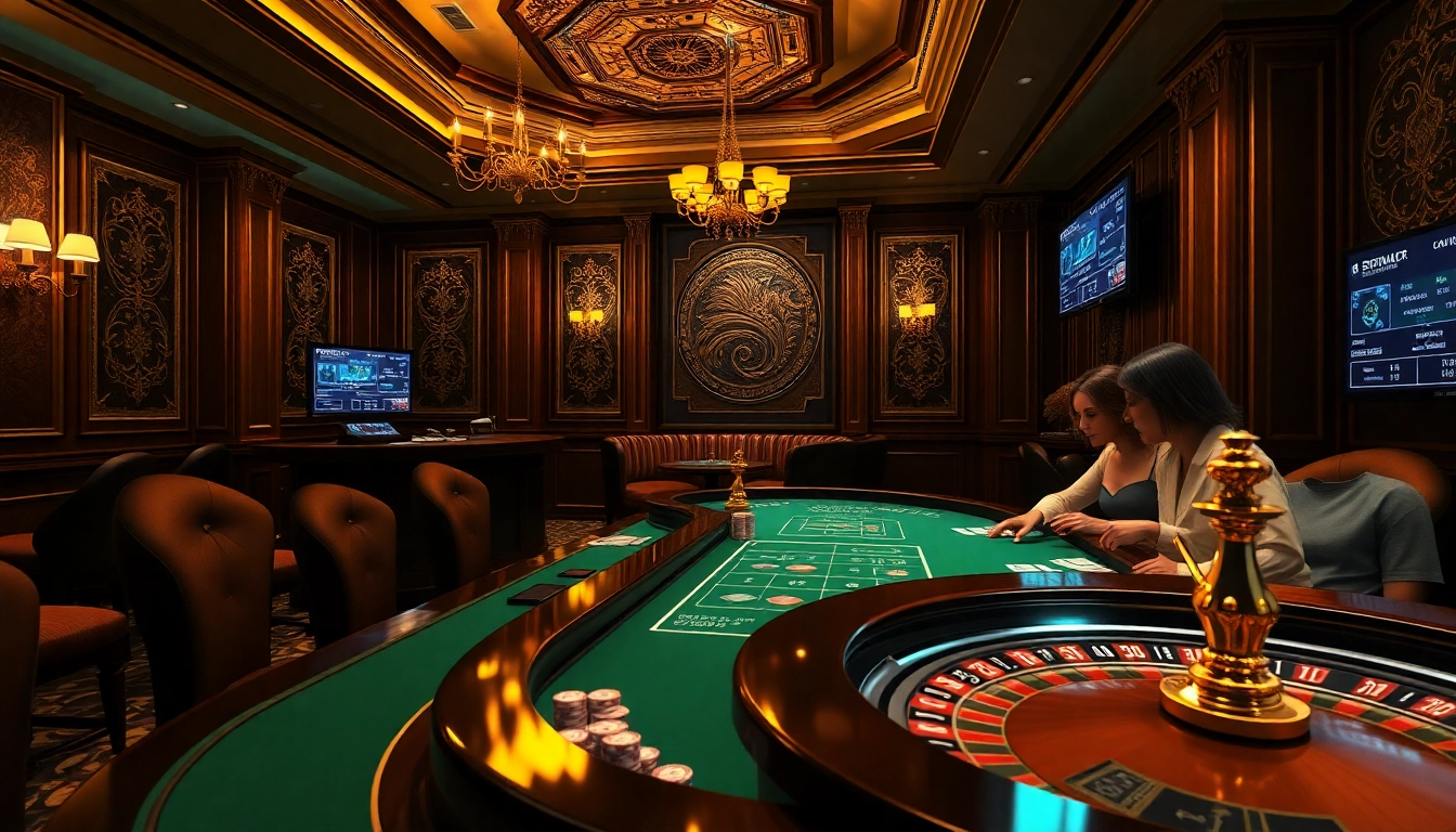 Players engaging in a thrilling game at F168 casino, showcasing poker chips and a roulette wheel.