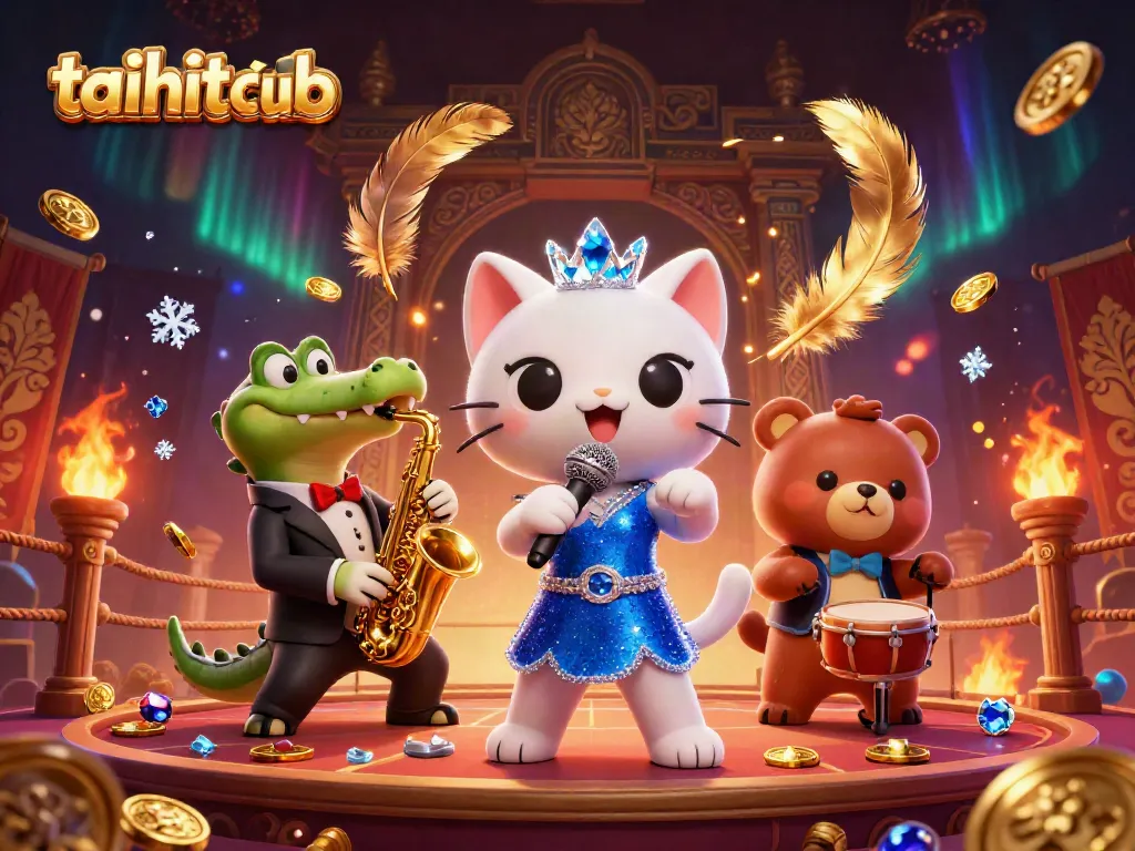 Experience the vibrant world of taihitclub with cartoon characters in a dynamic casino scene.