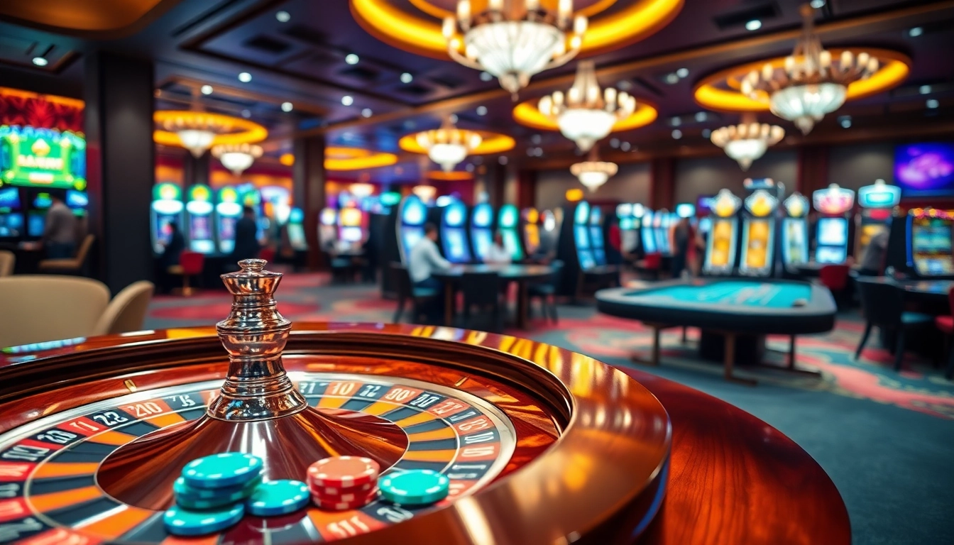 Engaging gamblers at Bl555 casino table with roulette wheel and poker chips.